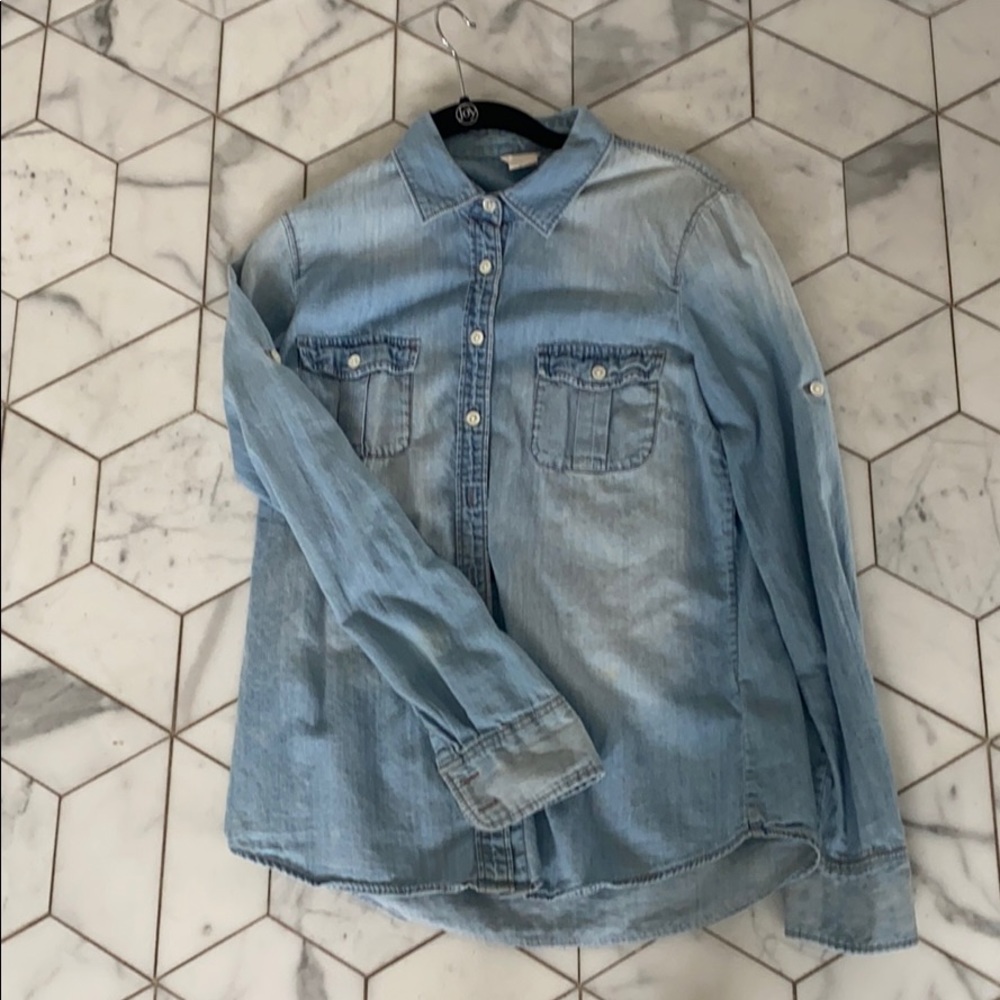 J. Crew Chambray long sleeved blouse